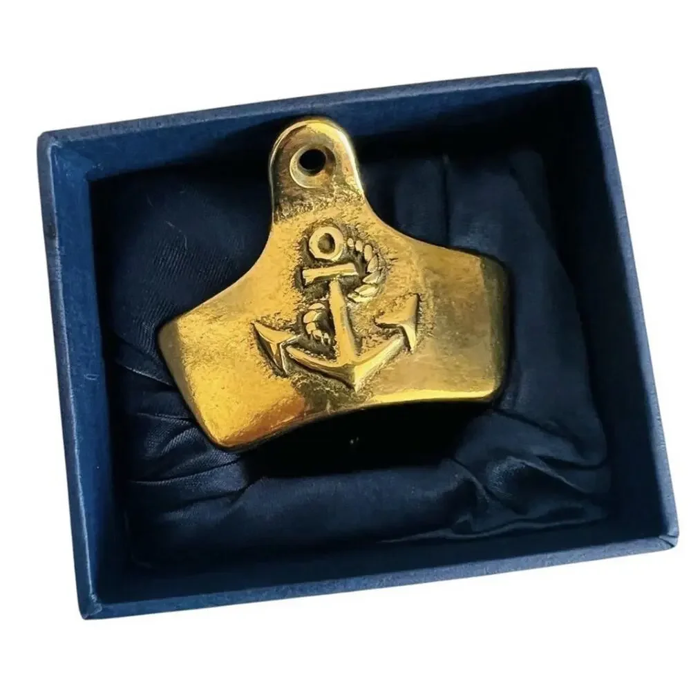 Vintage West Marine Nautical Cast Brass Bulkhead Bottle Opener New